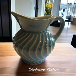 Fioriware Zanesville Ohio Green Glaze‎ Pitcher Swirl Design.